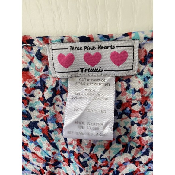 Trixxi V-Neck Sleeveless Colorful Firework Side Slit Flowy Top Size Medium - Picture 3 of 5